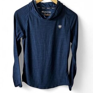 AriatTEK Women's Hooded Long Sleeve Performance Top Navy Size Small